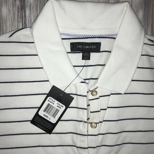 The Limited white striped polo shirt size L